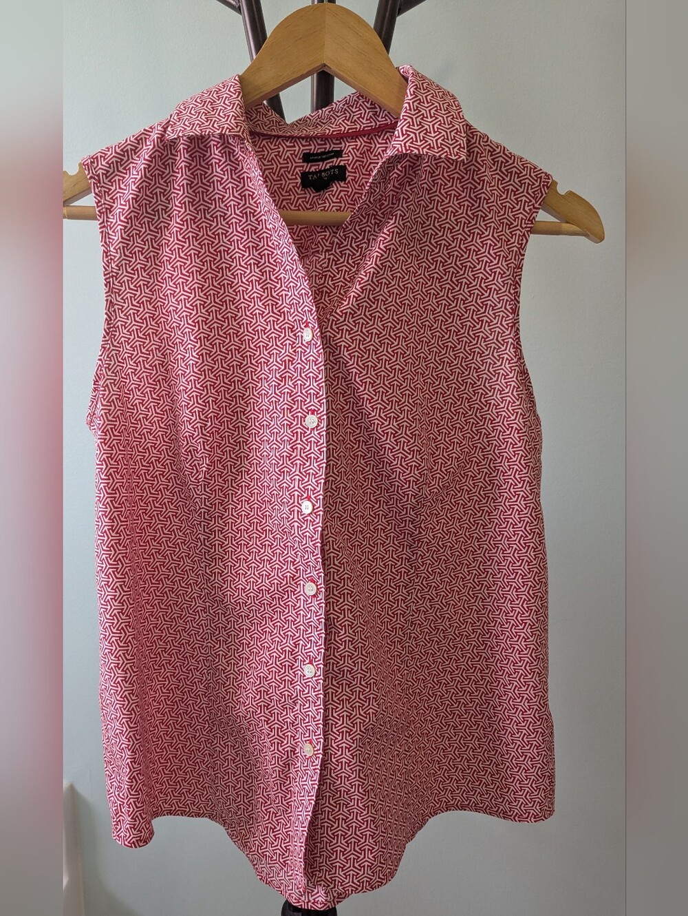 Talbot's Sleeveless Button-Front  Red/White Top - 12P